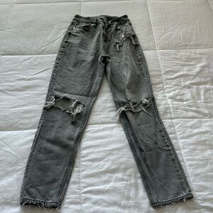 american eagle womens mom jeans (gray)